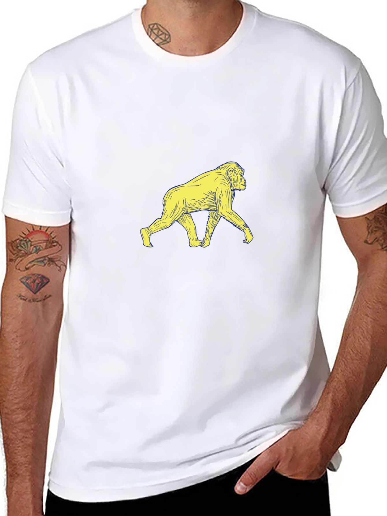 Monkey Graphic Print Mens Black T-Shirt