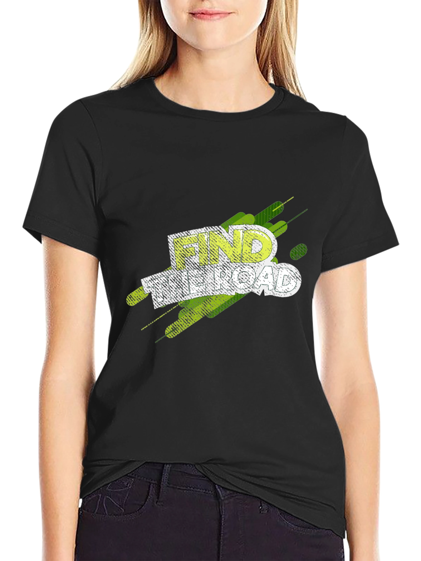 Find Your Road Graphic T-Shirt - Black Casual Tee