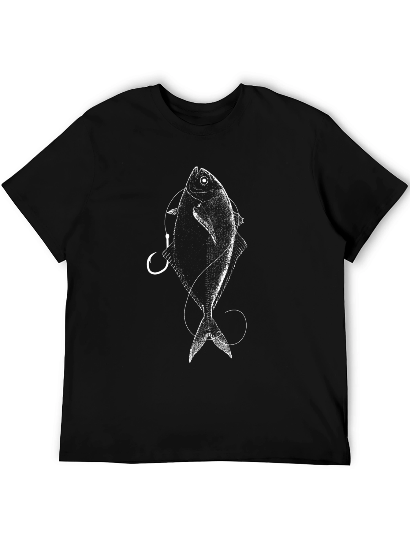 Fish Hook Graphic Tee - Black Cotton T-Shirt