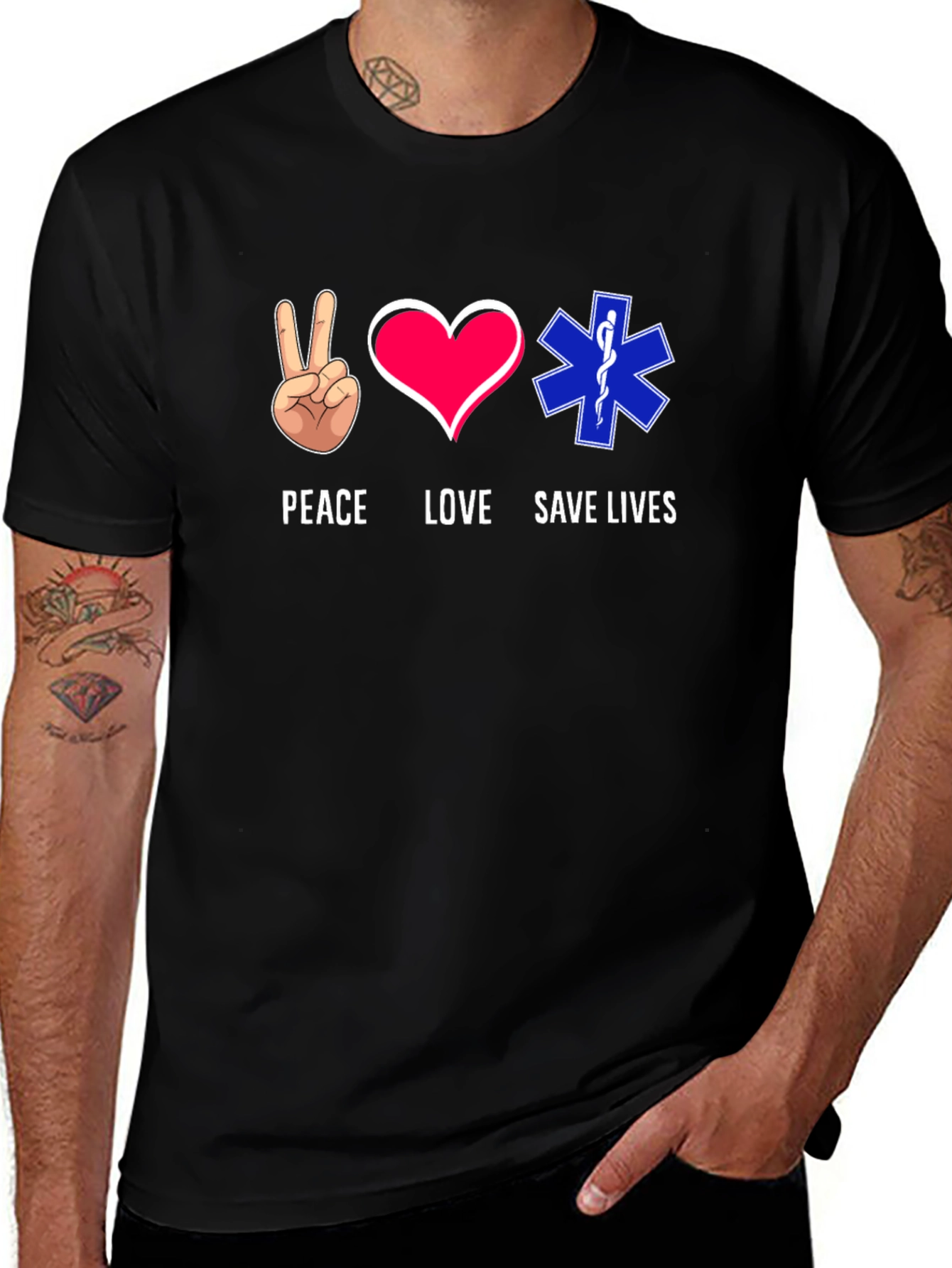 Peace Love Save Lives Graphic T-Shirt