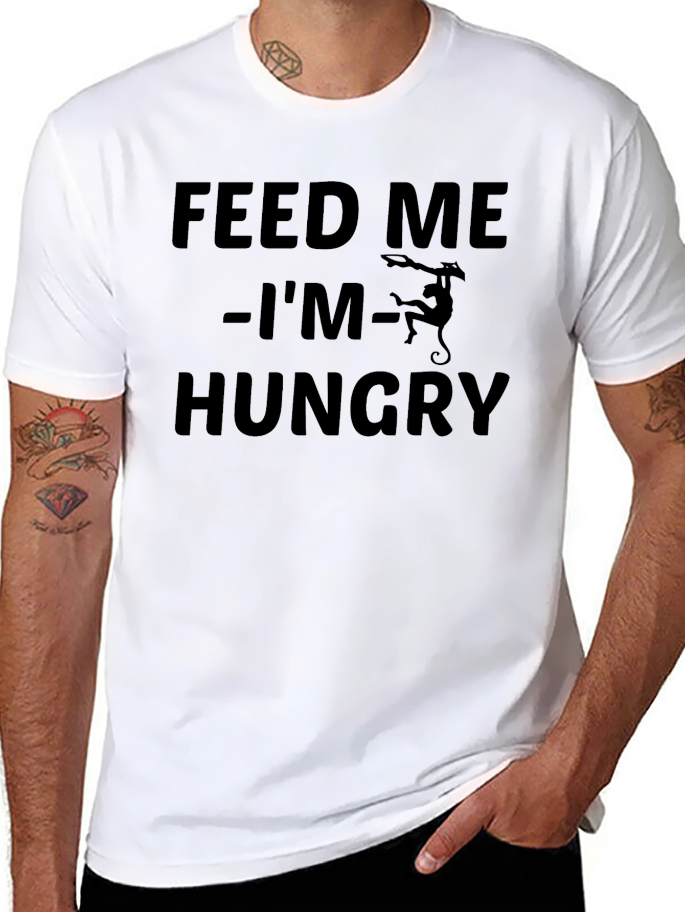 Feed Me Hungry Monkey Graphic T-Shirt