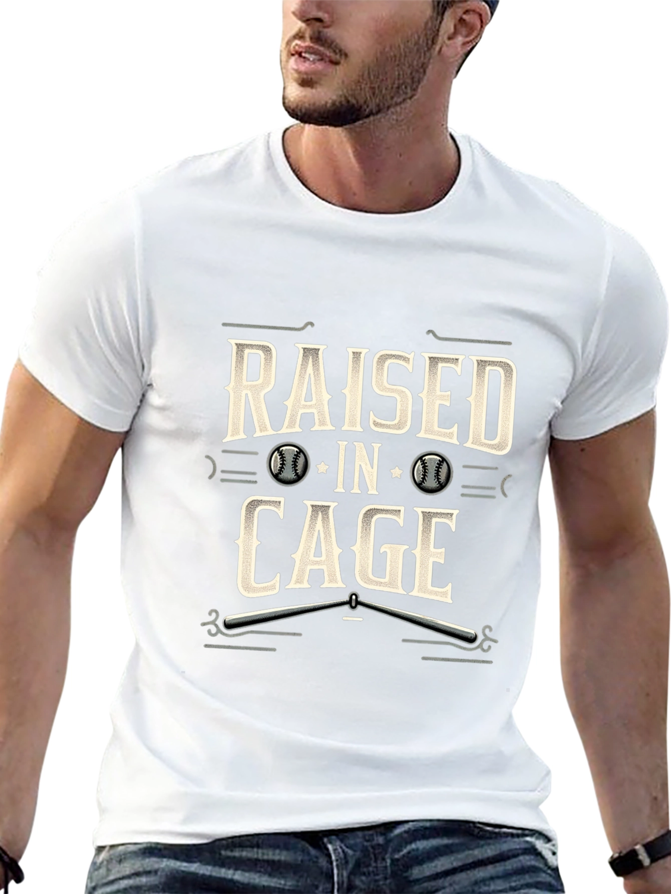 Raised in Cage Baseball T-Shirt