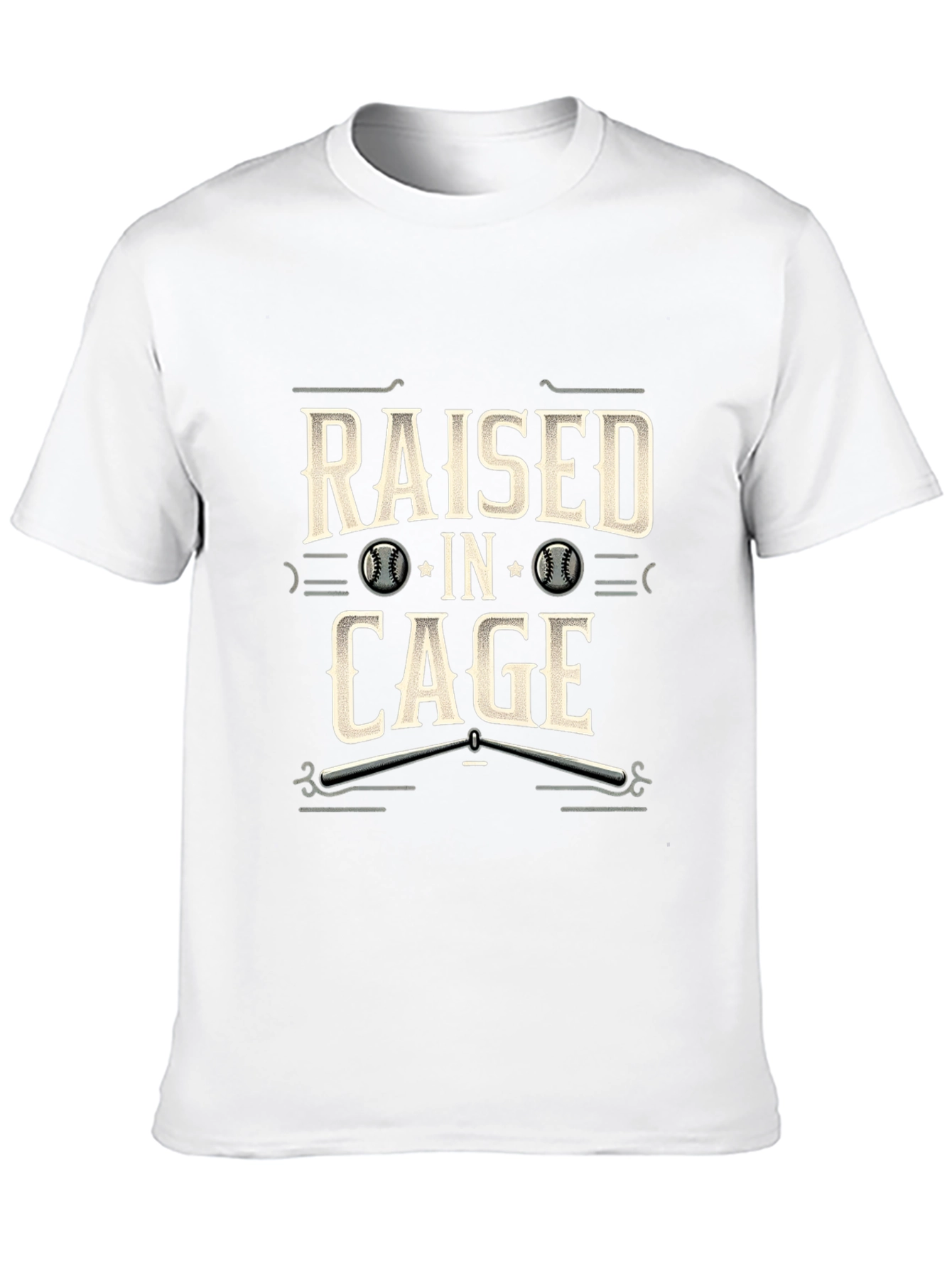 Raised in Cage Baseball T-Shirt