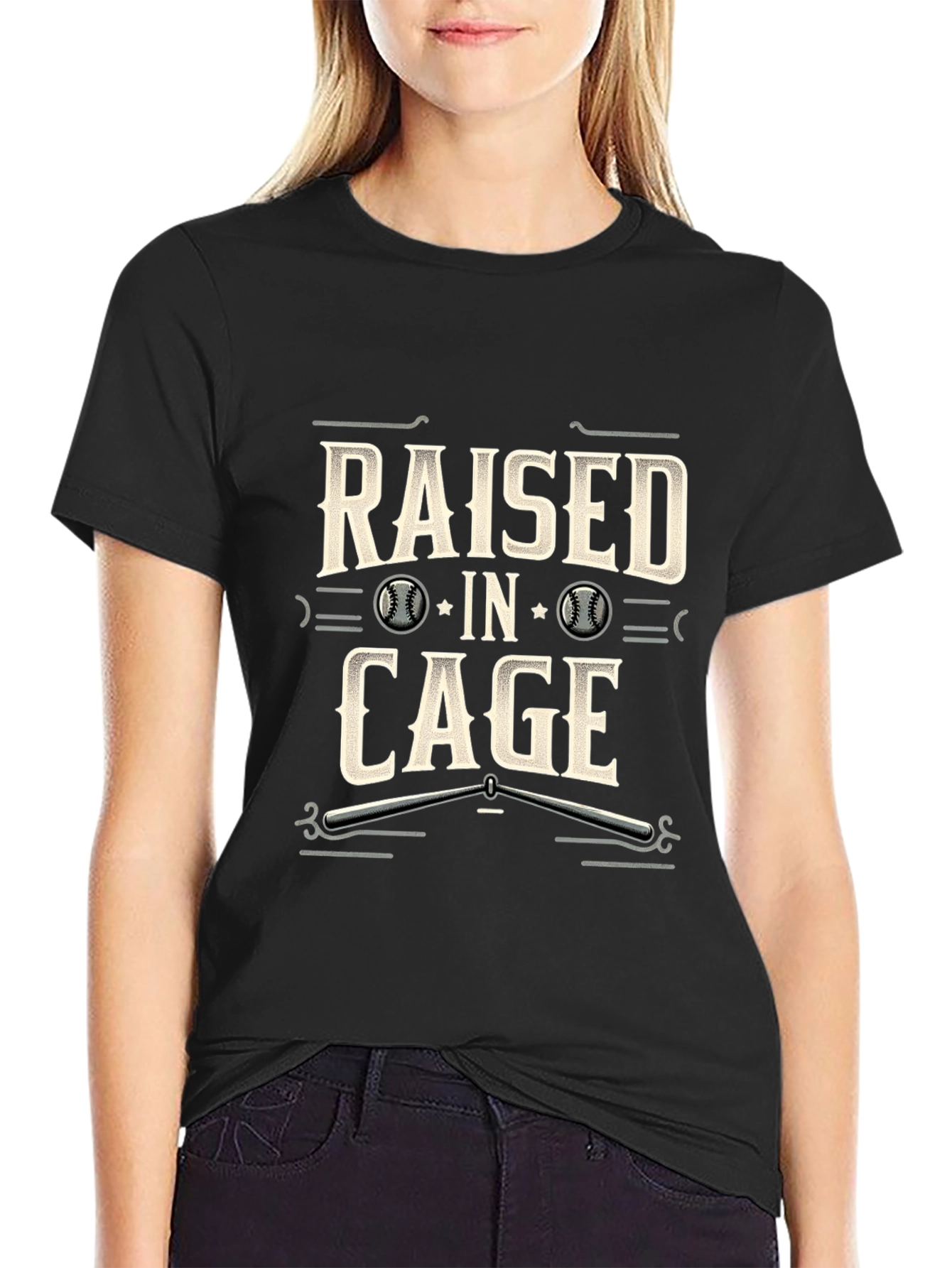 Raised in Cage Baseball T-Shirt