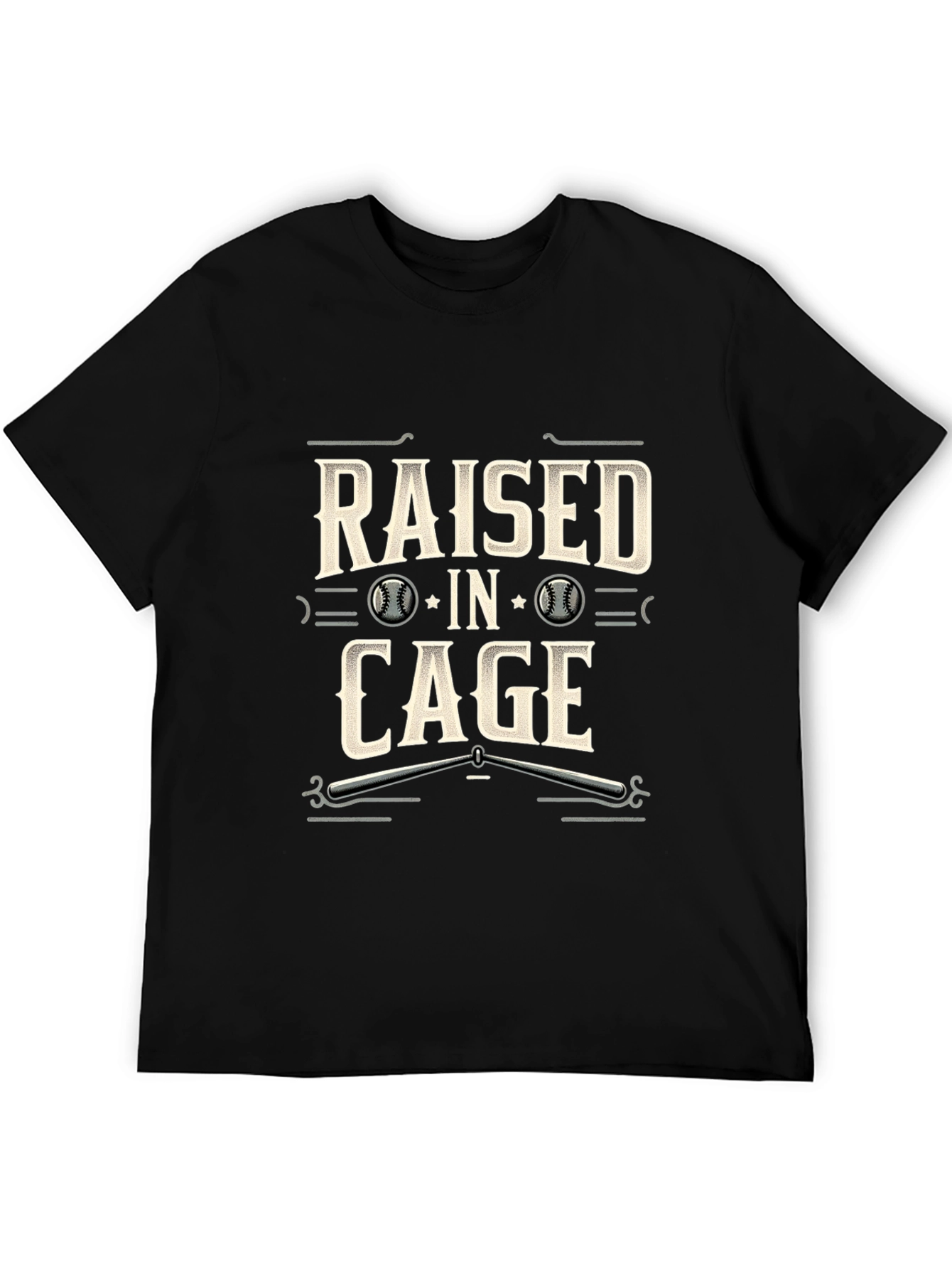 Raised in Cage Baseball T-Shirt