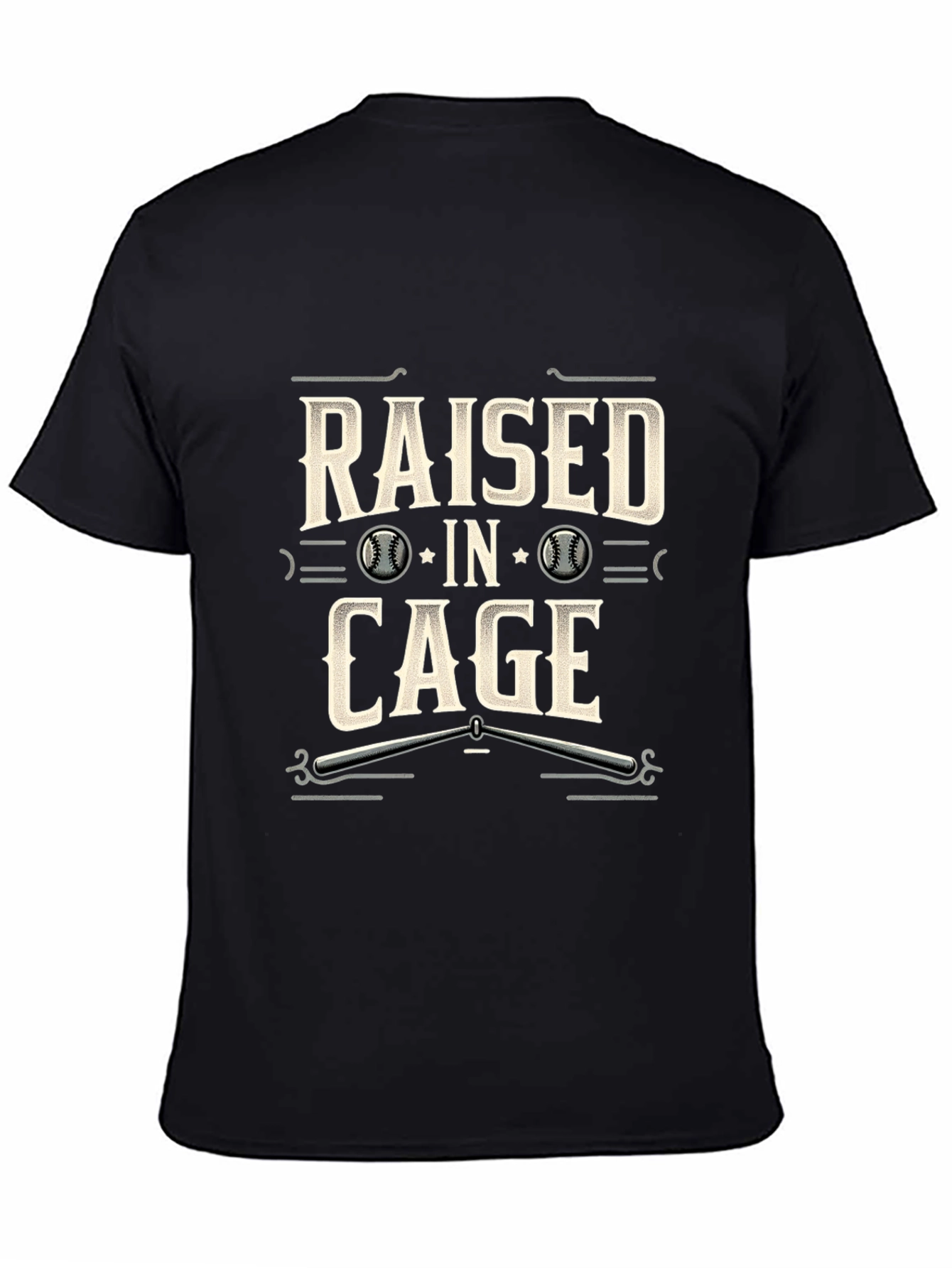 Raised in Cage Baseball T-Shirt