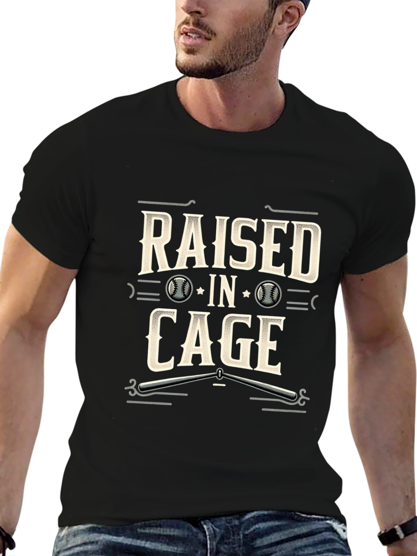Raised in Cage Baseball T-Shirt