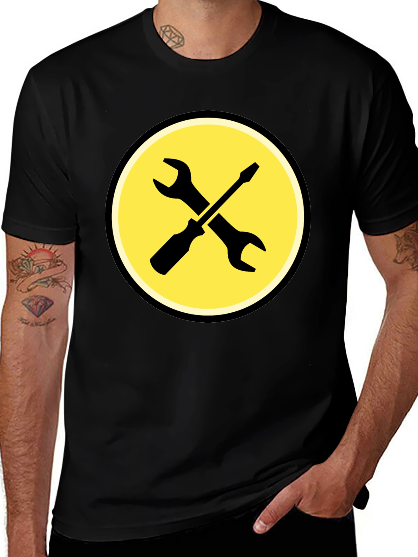Tools Graphic Black Crew Neck T-Shirt