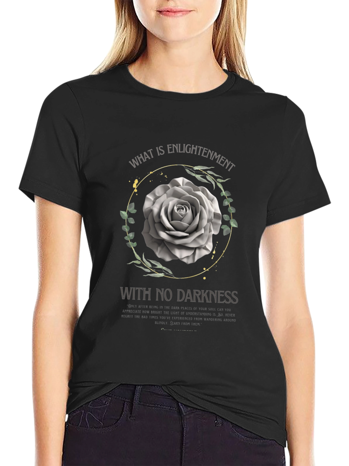 Enlightenment Rose Graphic Tee - Soft Black T-Shirt