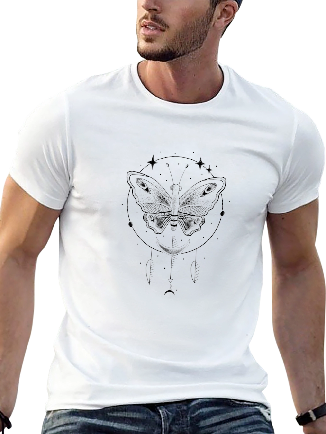 Butterfly Moon Graphic Tee - Black