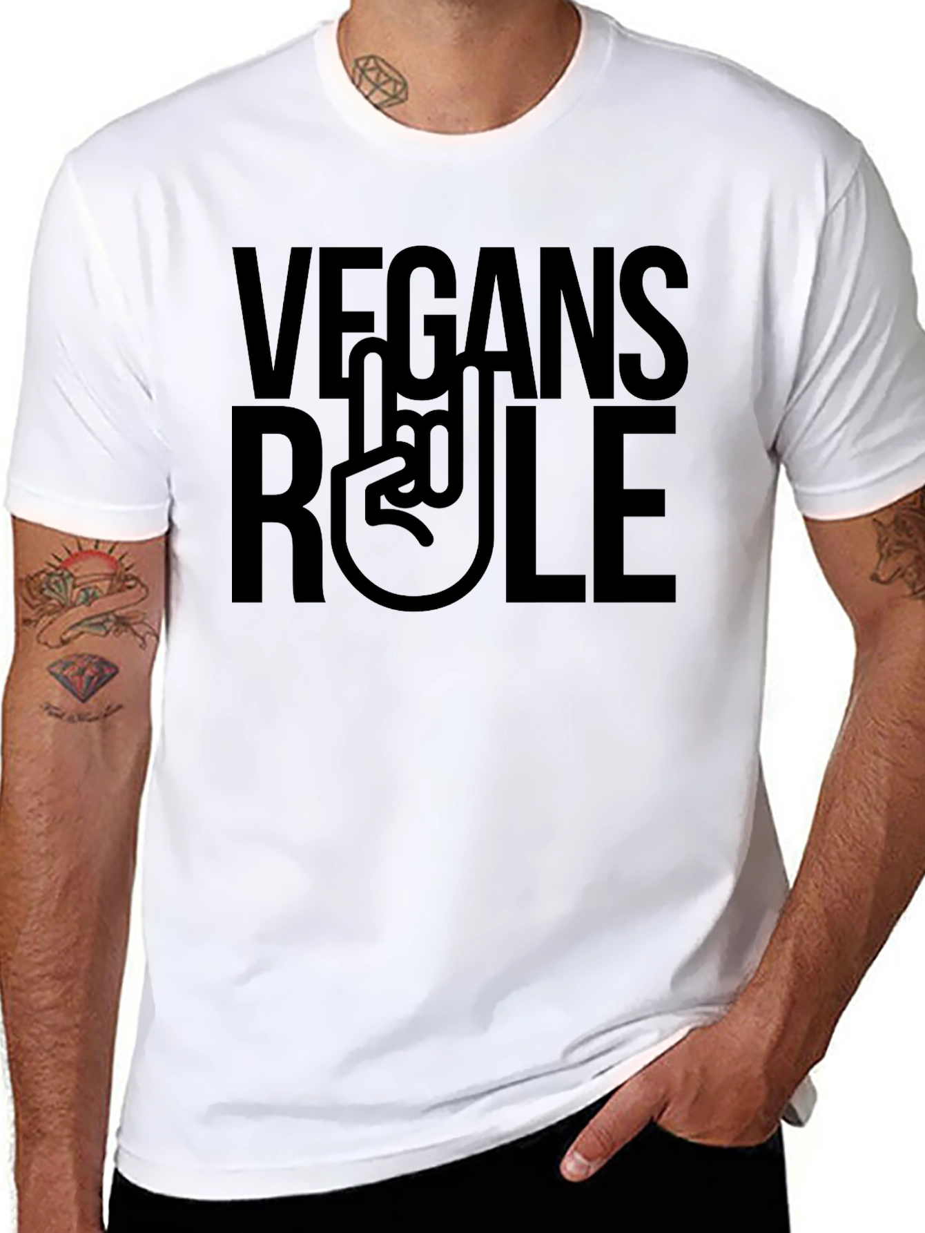 Vegans Rule T-Shirt - Black Vegan Graphic Tee