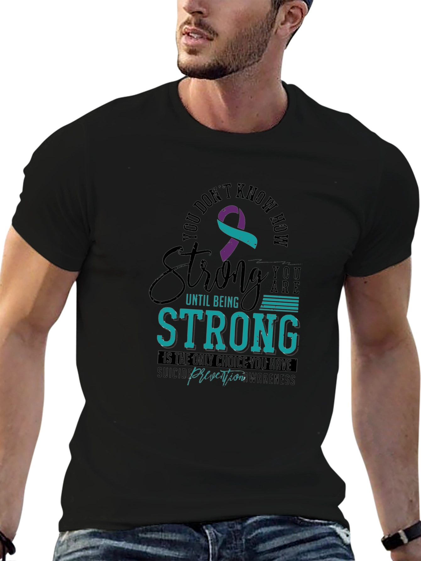 Strong Suicide Prevention Awareness Black T-Shirt