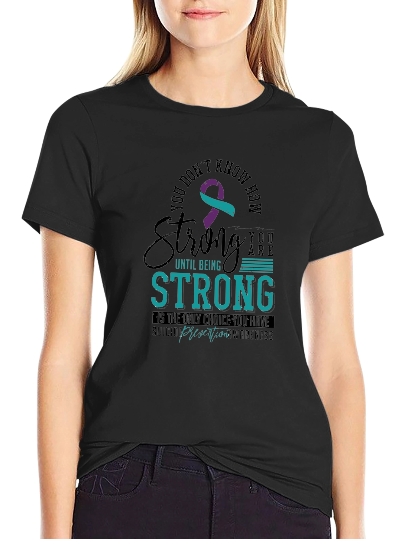Strong Suicide Prevention Awareness Black T-Shirt