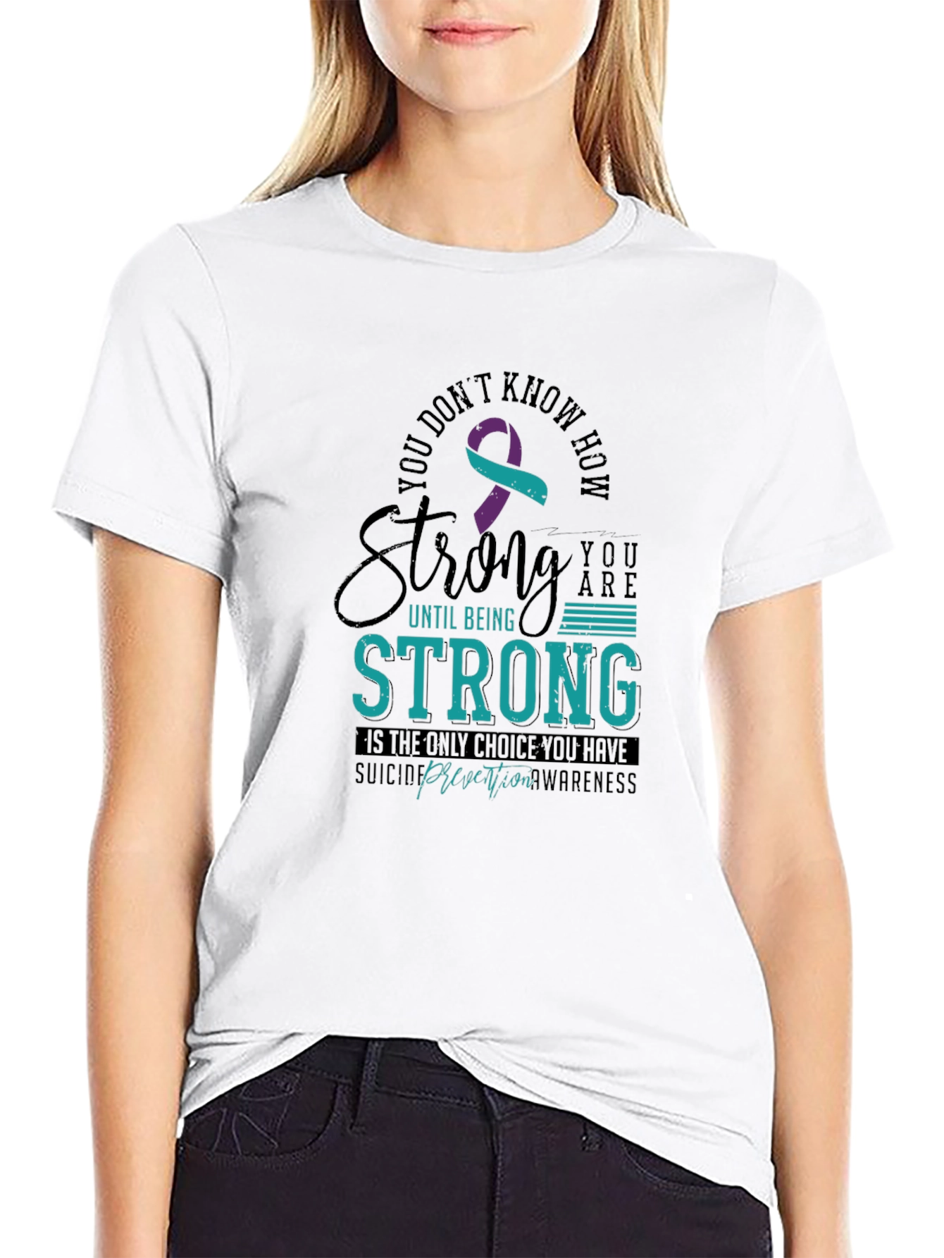 Strong Suicide Prevention Awareness Black T-Shirt