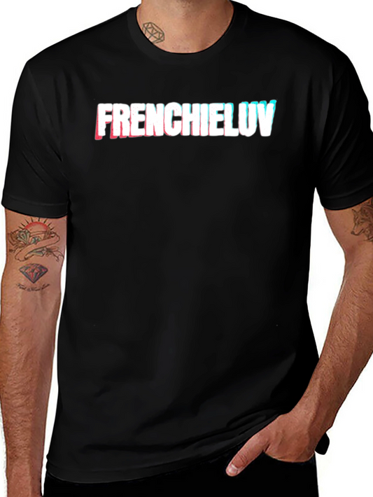 Frenchieluv Graphic Tee - Trendy Glitch Effect