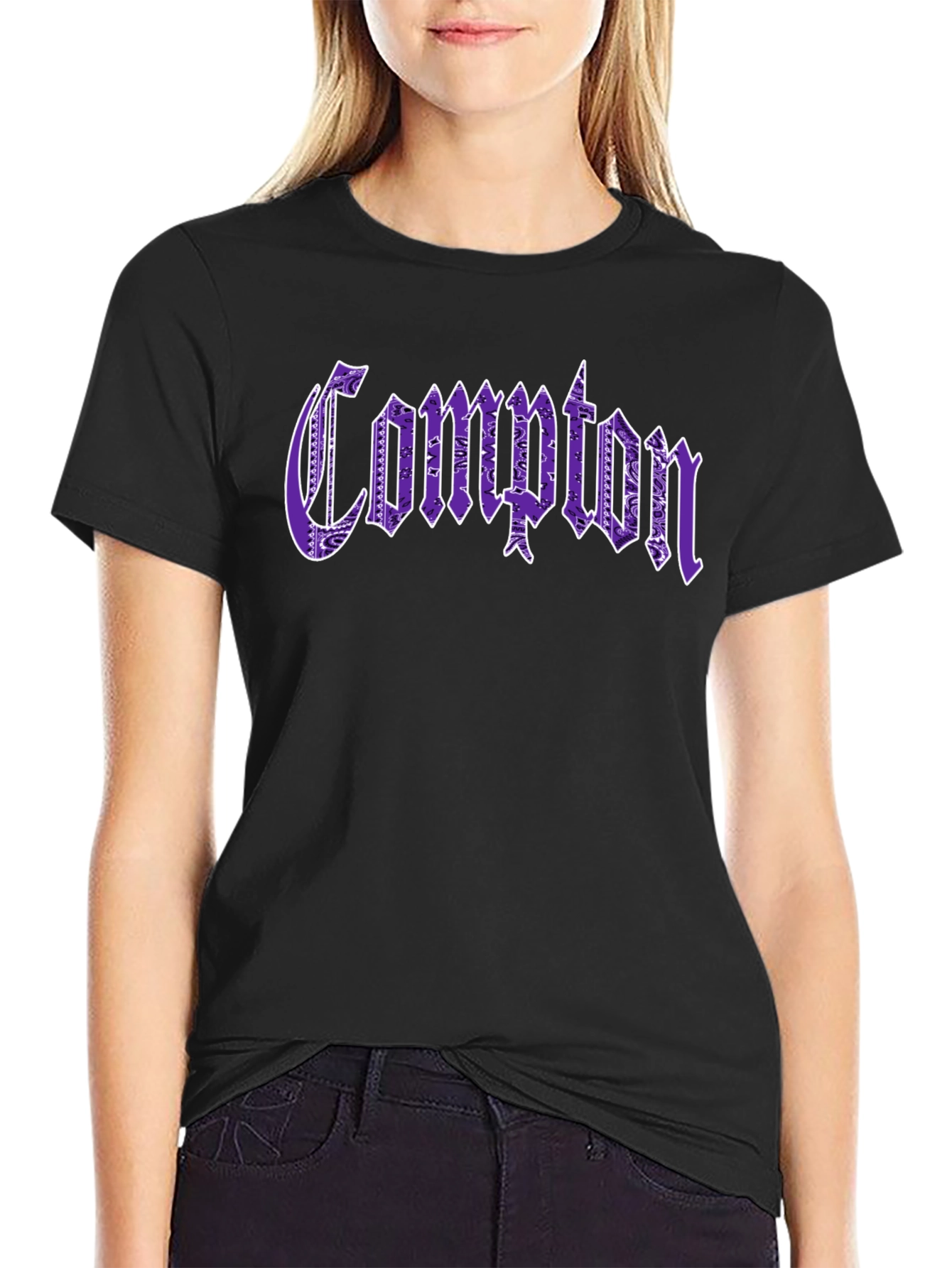 Compton Paisley Print T-Shirt - Black