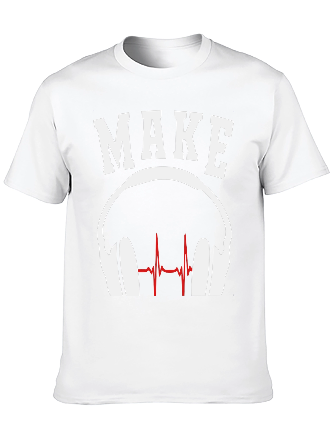 Make Music T-Shirt - DJ Headphones Heartbeat Design