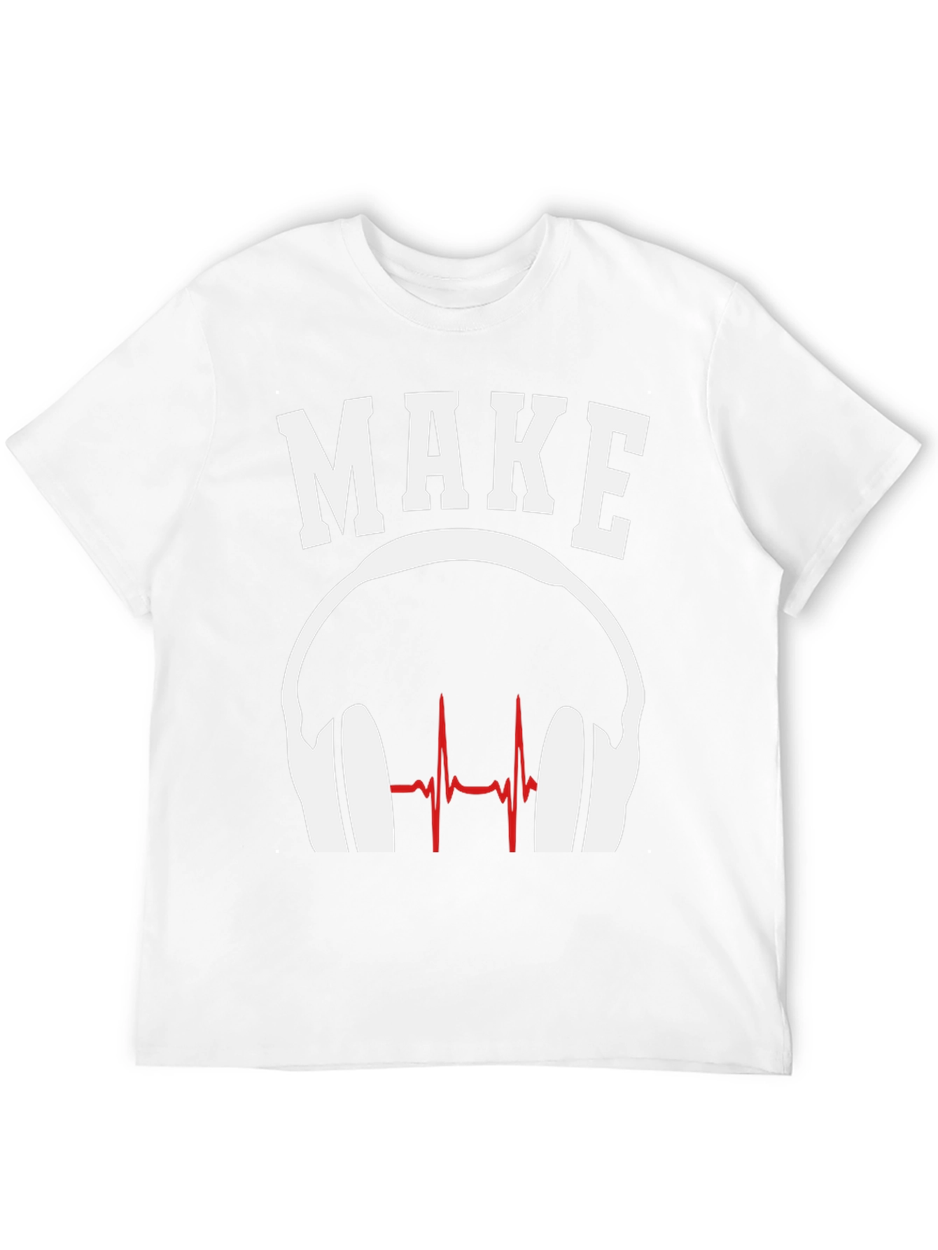 Make Music T-Shirt - DJ Headphones Heartbeat Design