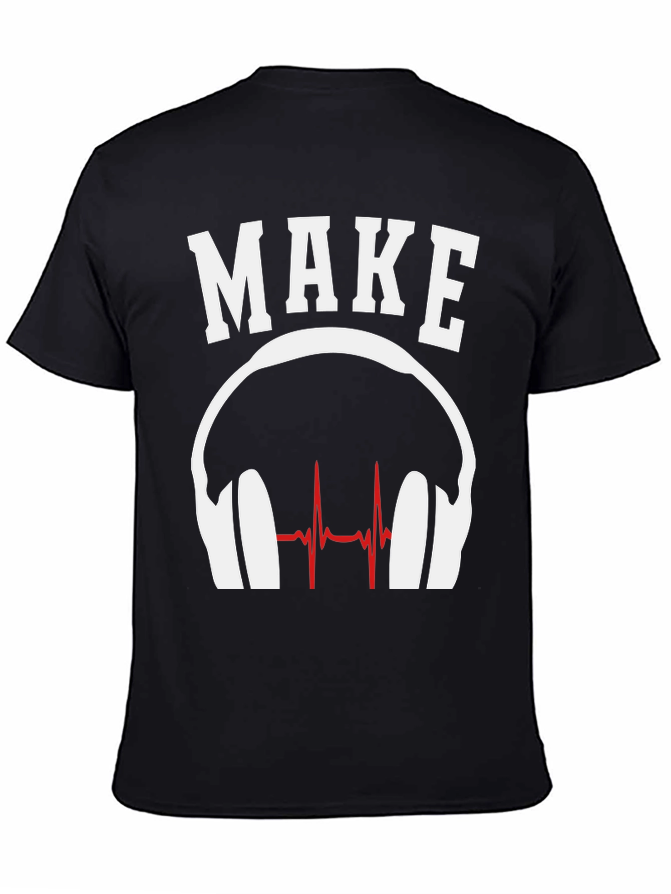 Make Music T-Shirt - DJ Headphones Heartbeat Design