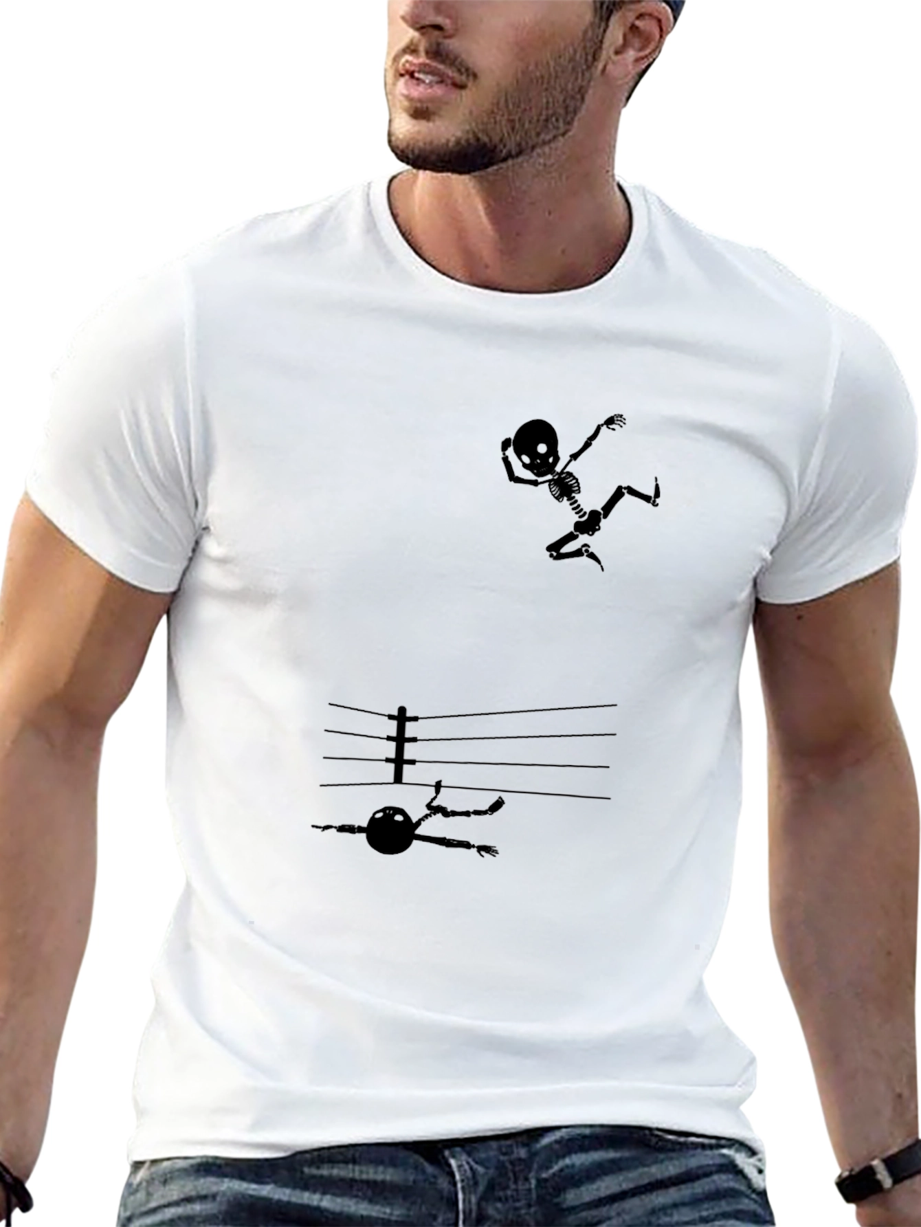 Skeleton Boxing Black Graphic Tee
