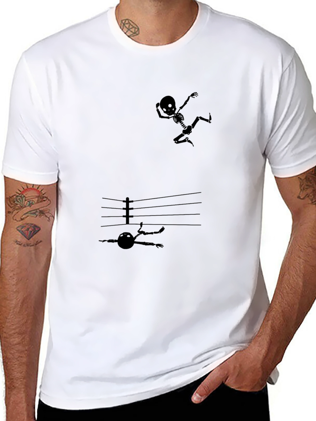 Skeleton Boxing Black Graphic Tee