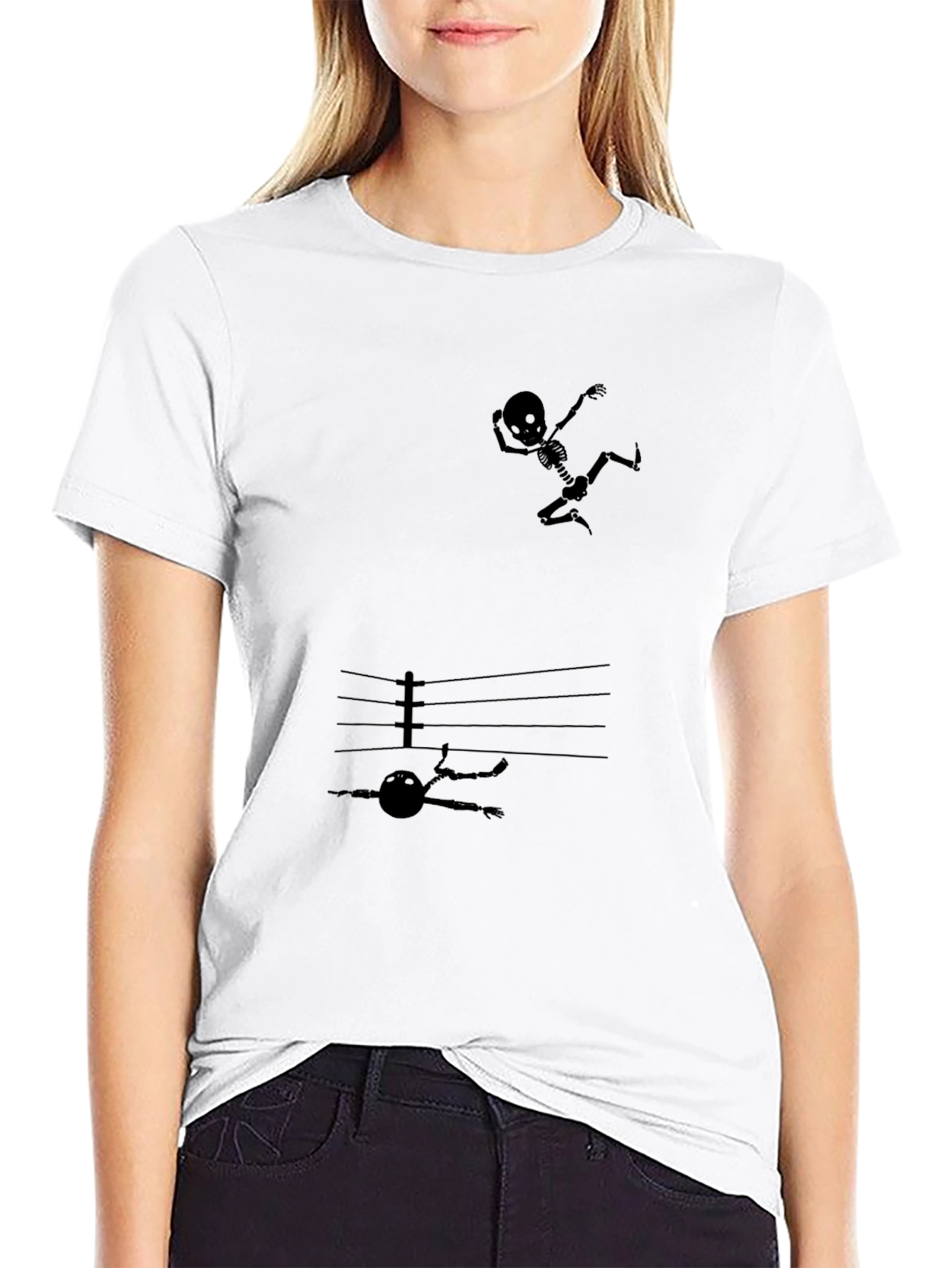 Skeleton Boxing Black Graphic Tee
