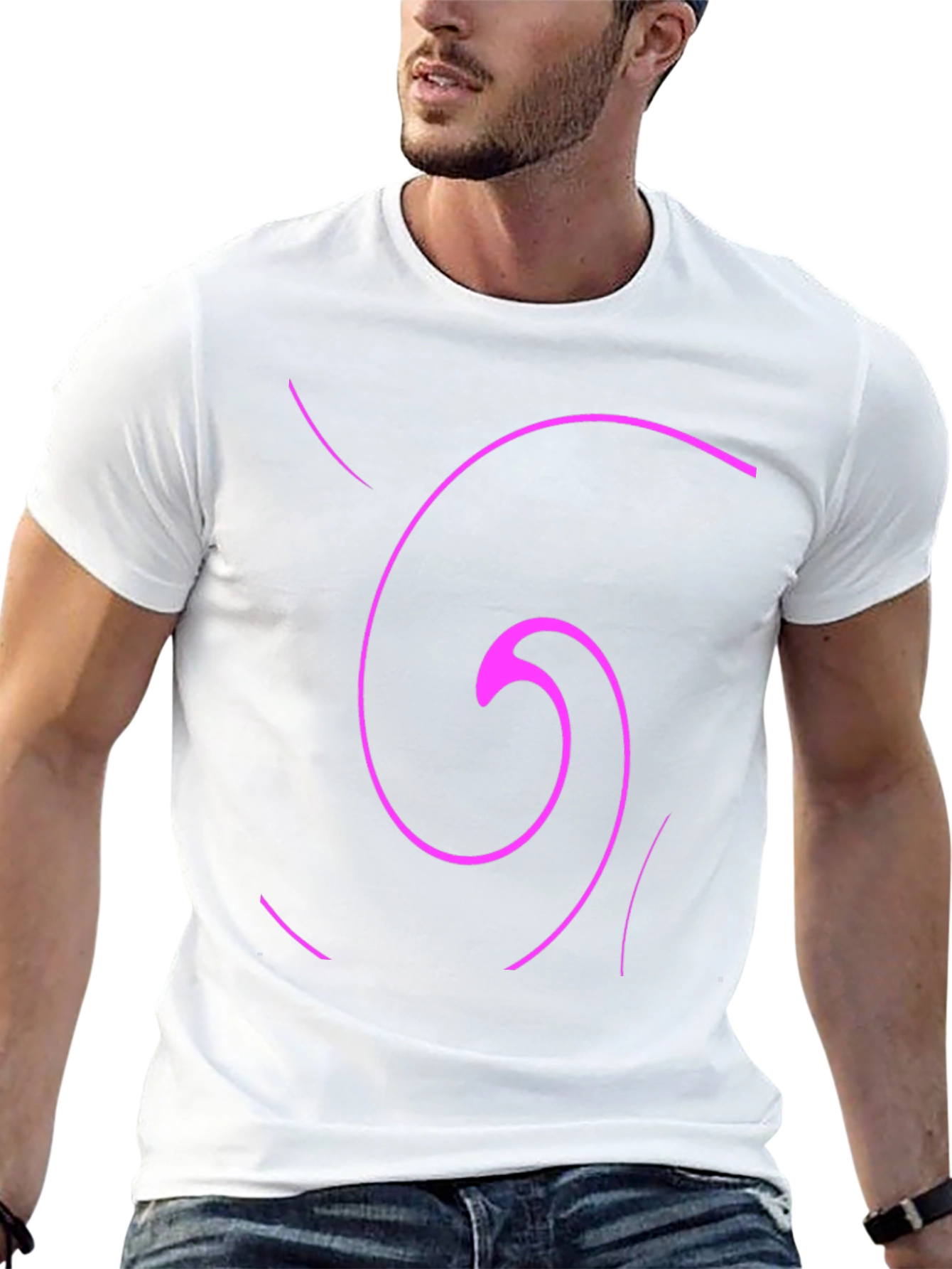 Abstract Swirl Graphic Tee - Casual Black T-Shirt