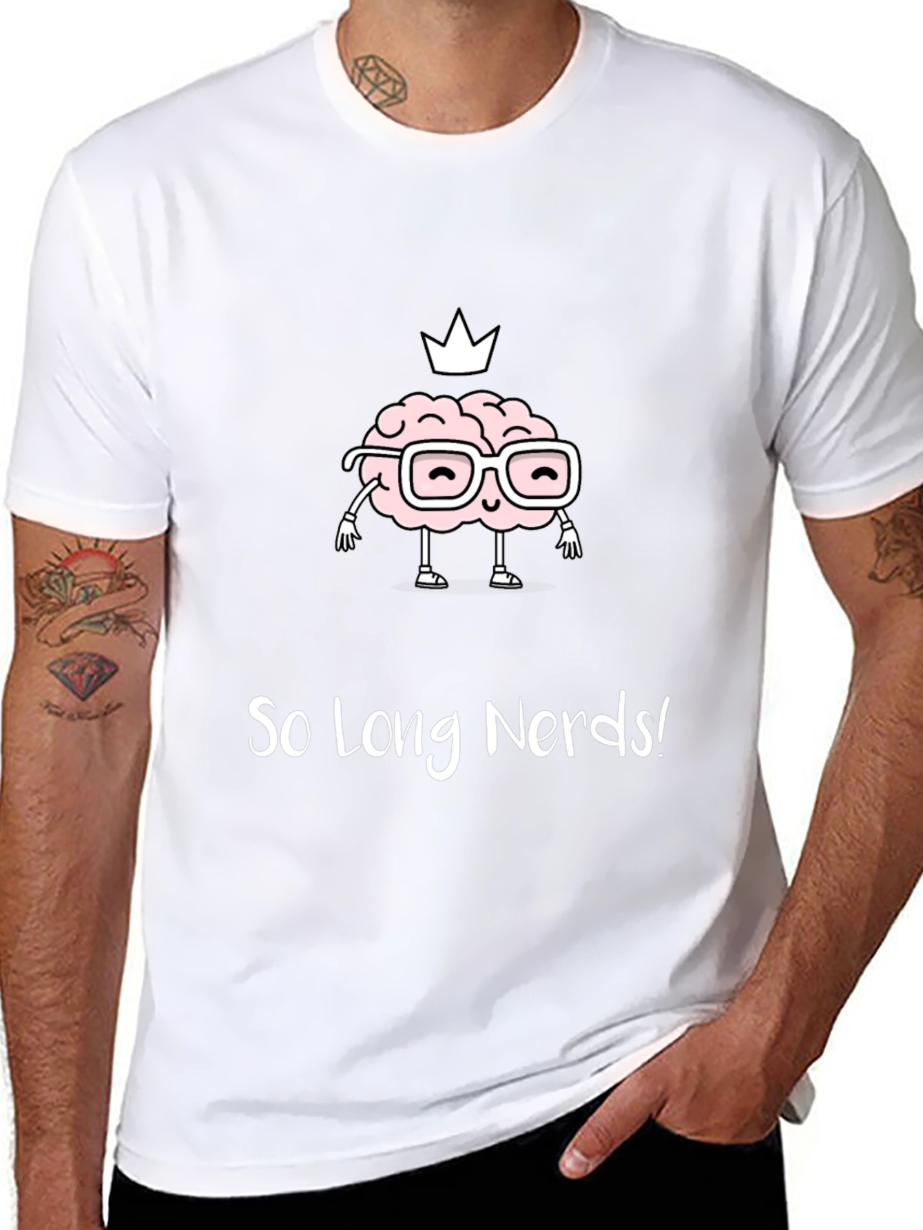 Funny Brainy Tee - So Long Nerds! Black T-Shirt
