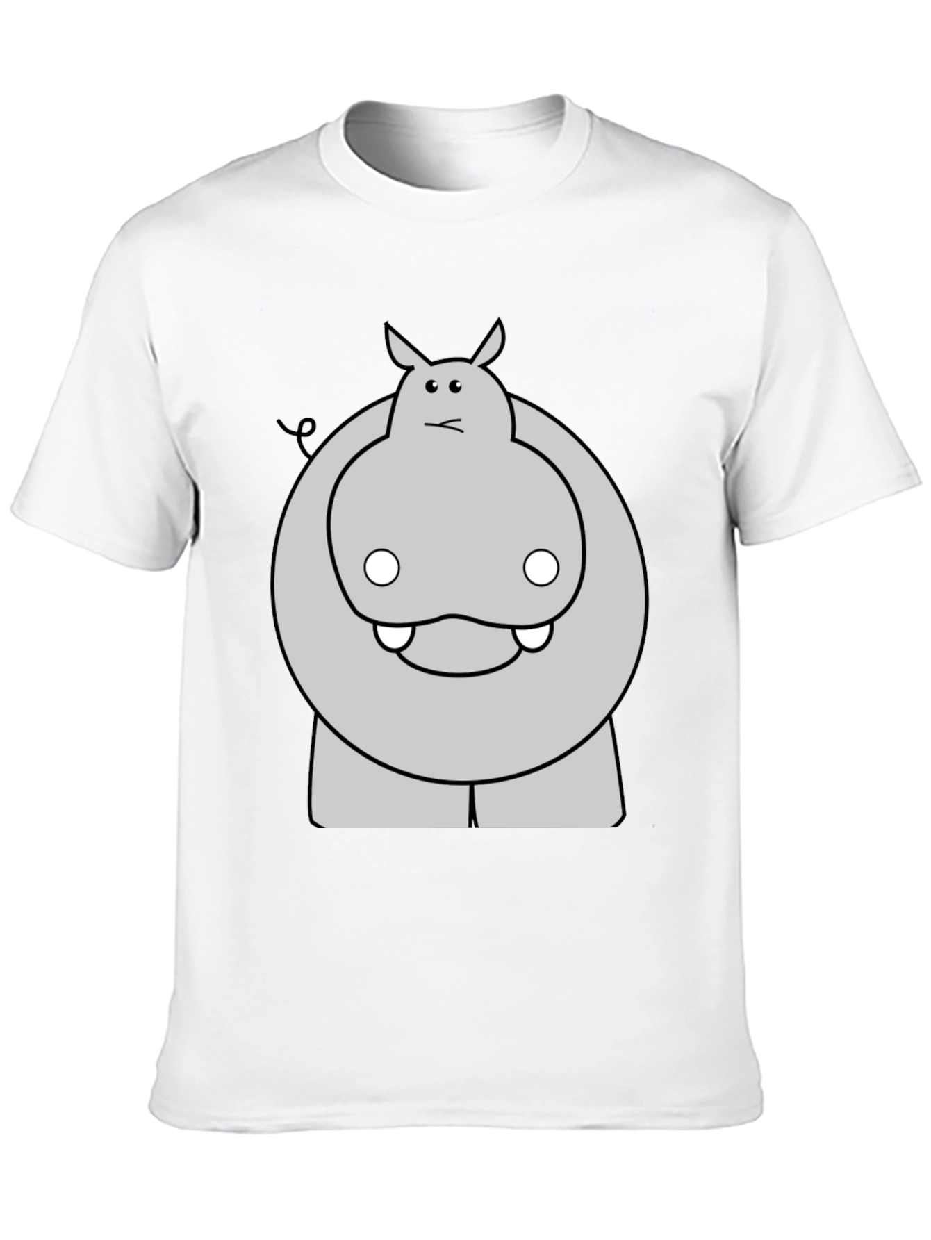 Funny Hippo Cartoon Black T-Shirt
