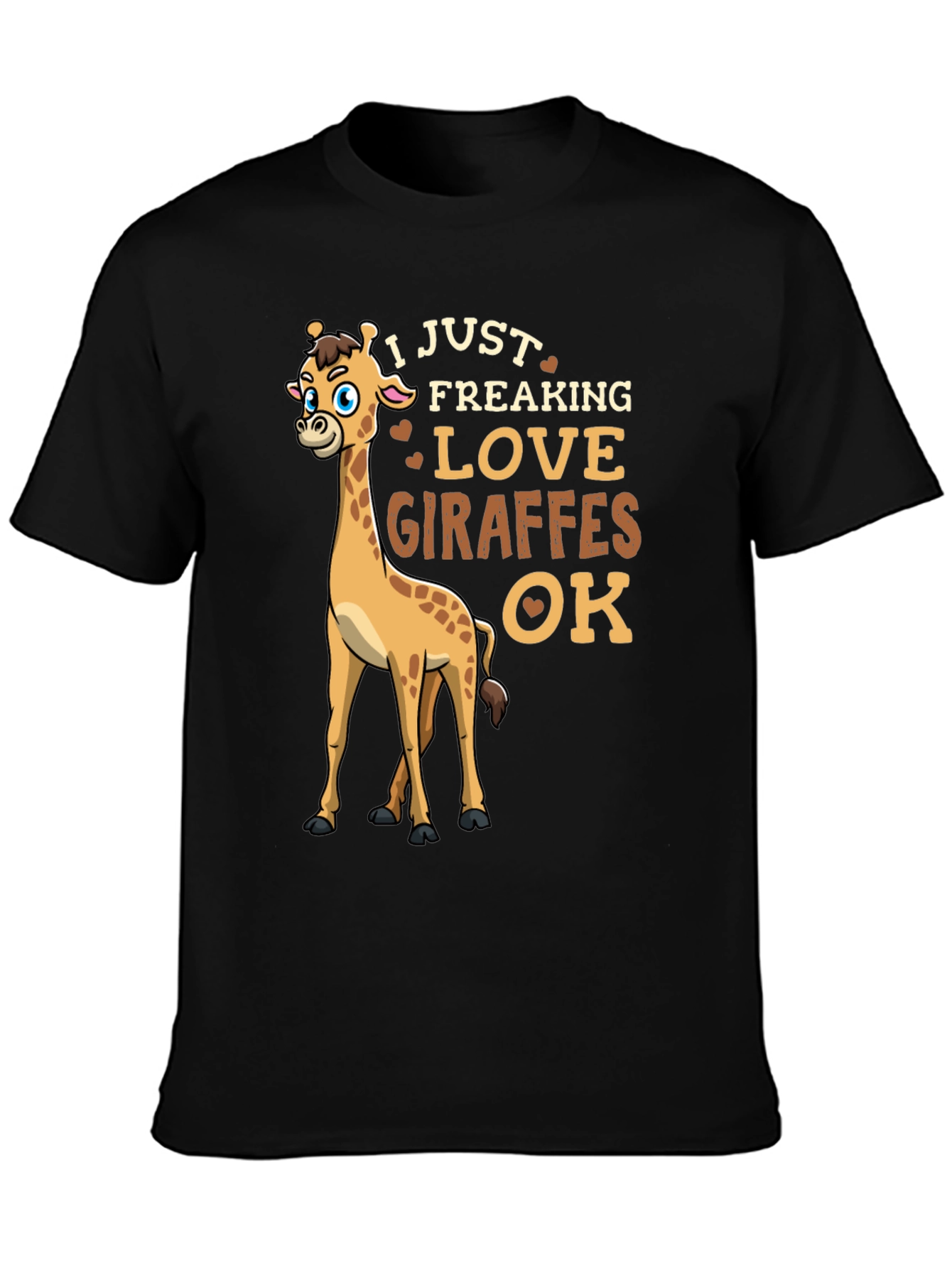 I Love Giraffes Mens Black T-Shirt