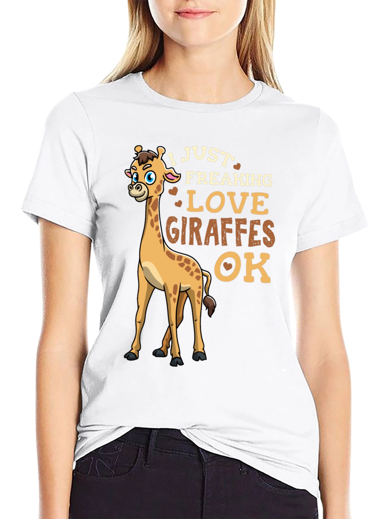 I Love Giraffes Mens Black T-Shirt