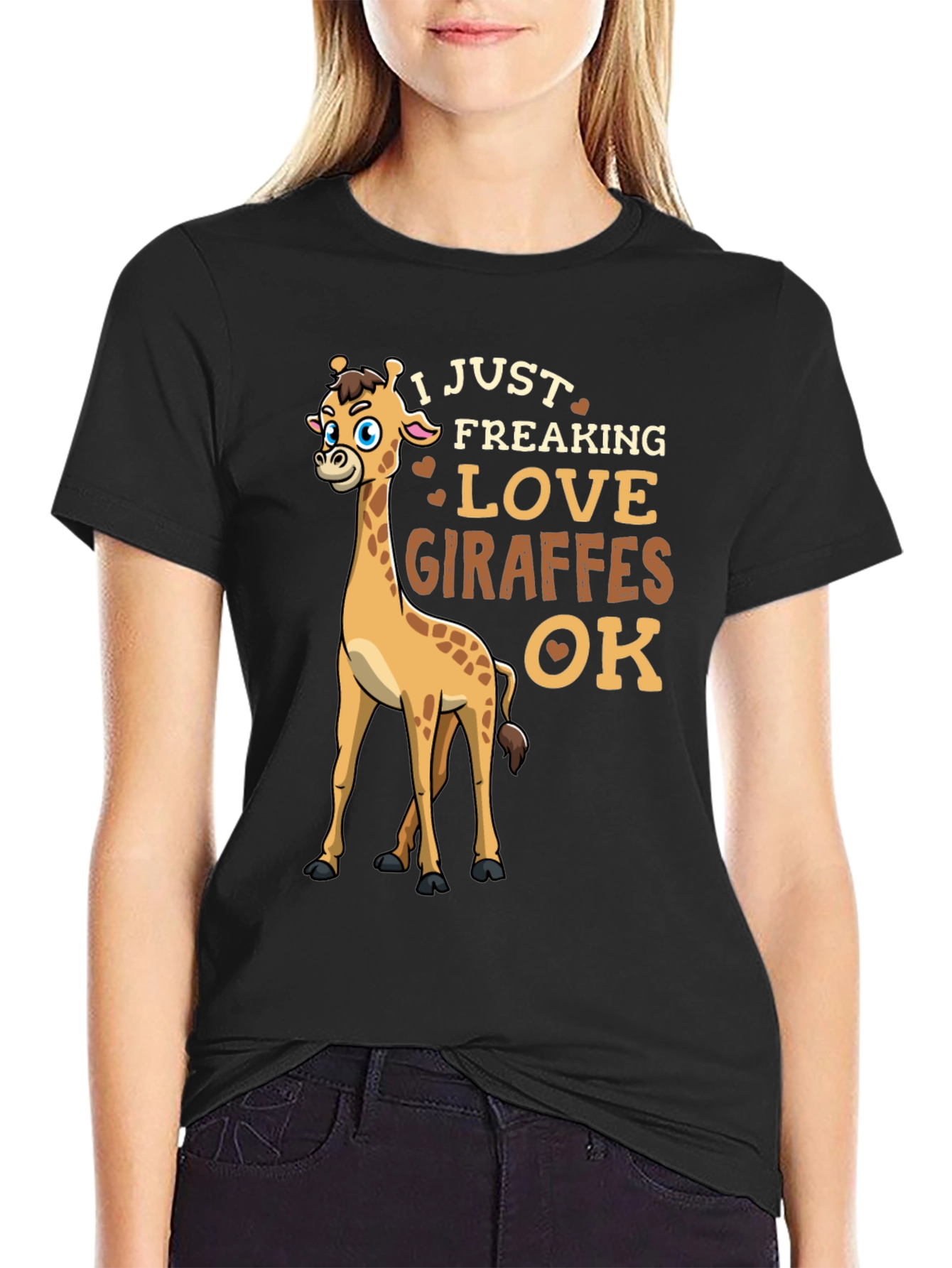 I Love Giraffes Mens Black T-Shirt