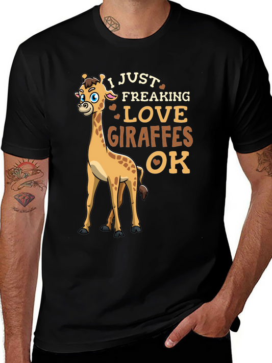 I Love Giraffes Mens Black T-Shirt