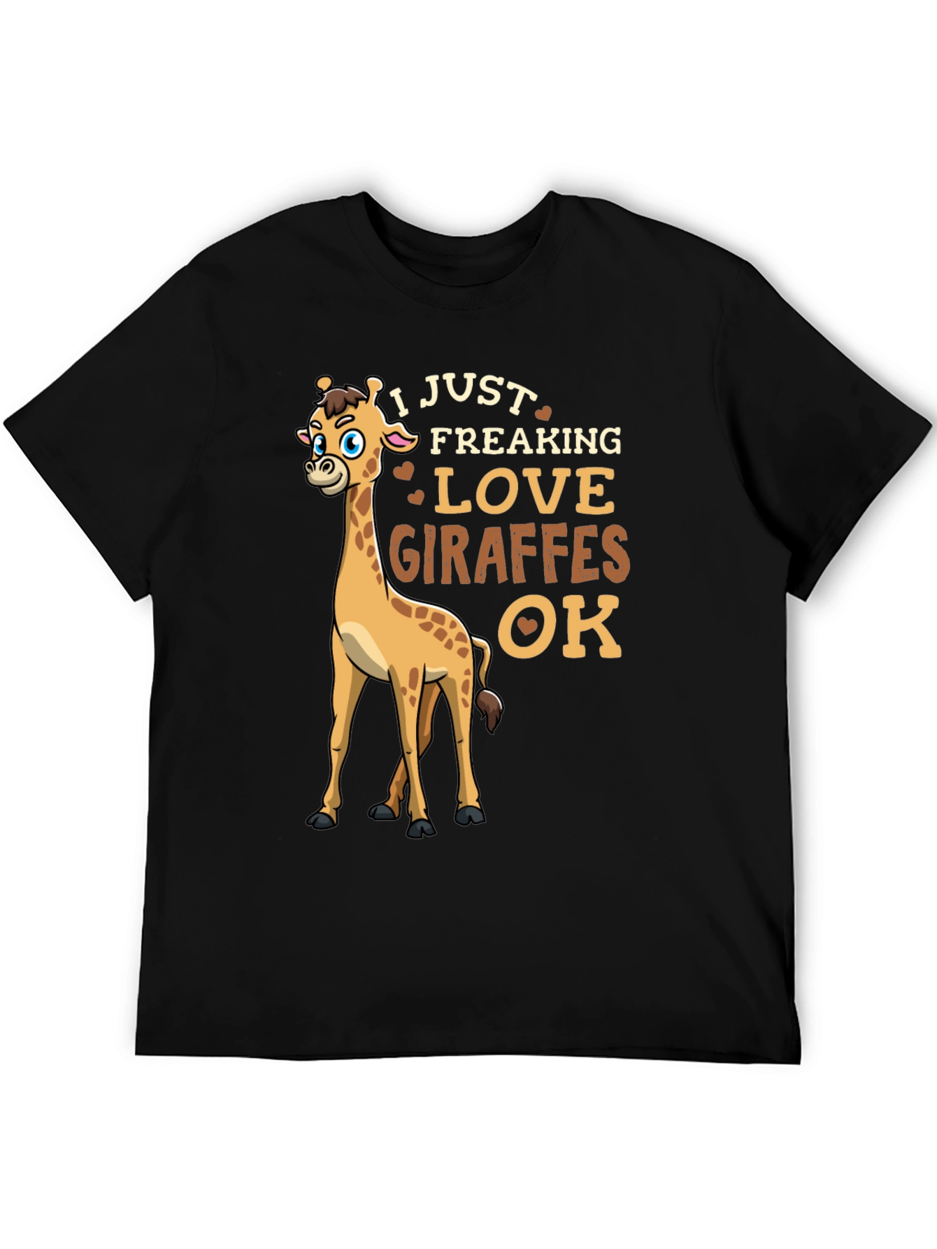 I Love Giraffes Mens Black T-Shirt