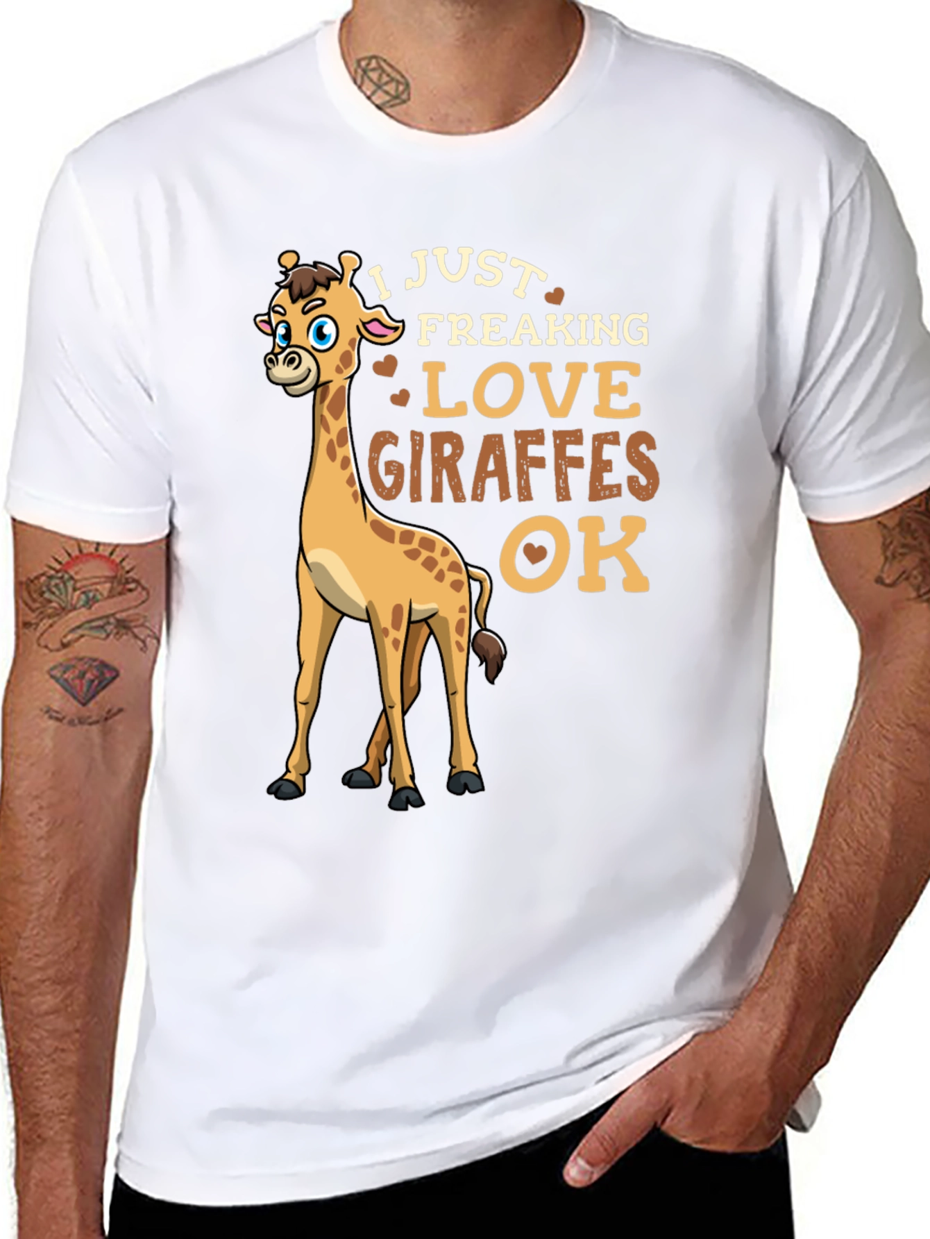 I Love Giraffes Mens Black T-Shirt