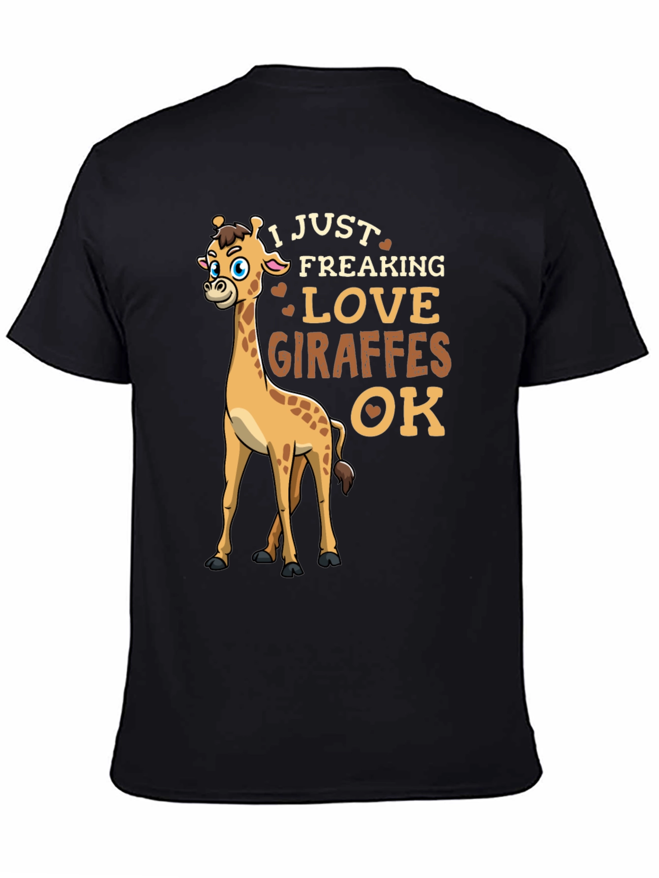 I Love Giraffes Mens Black T-Shirt