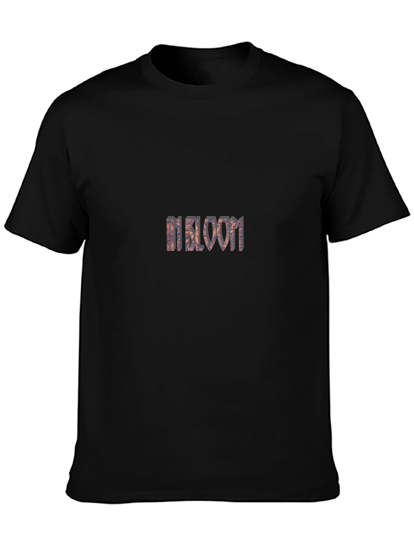 In Bloom Floral Letter Print Black T-Shirt
