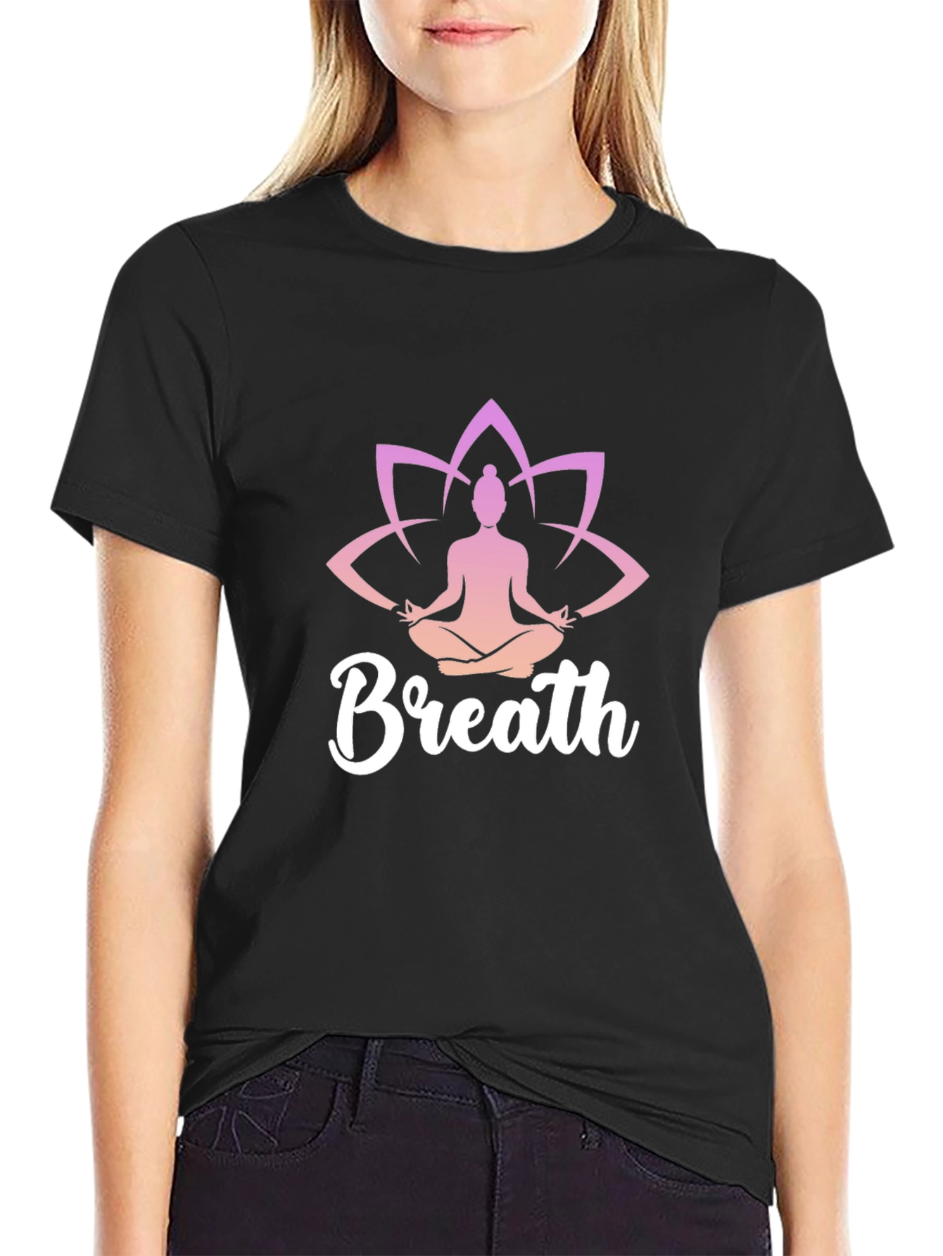 Breath Meditation T-Shirt - Yoga Lotus Design