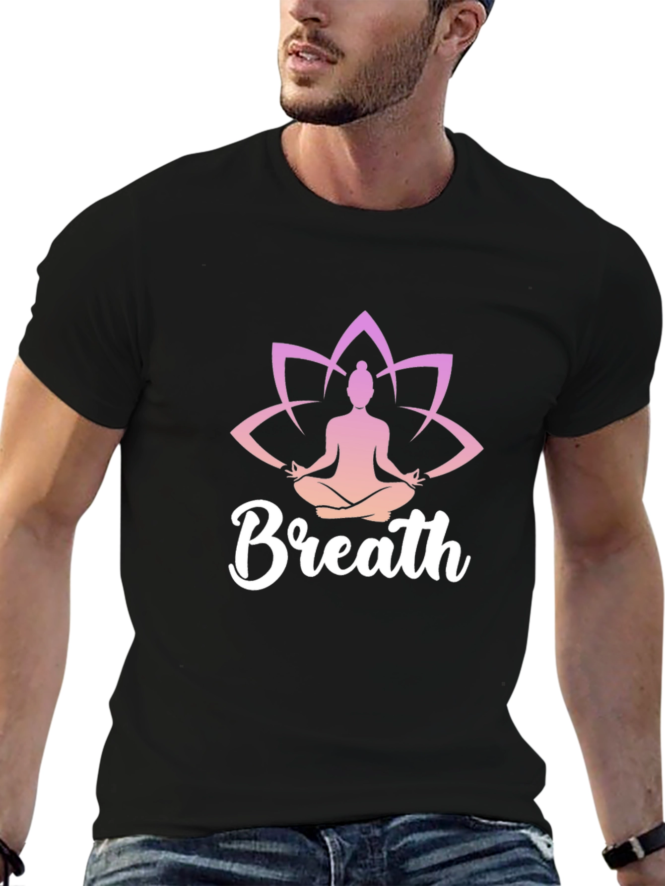 Breath Meditation T-Shirt - Yoga Lotus Design