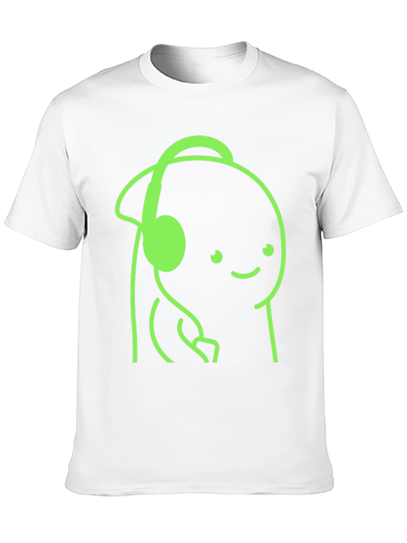 Cartoon Headphone Graphic Tee - Casual Style