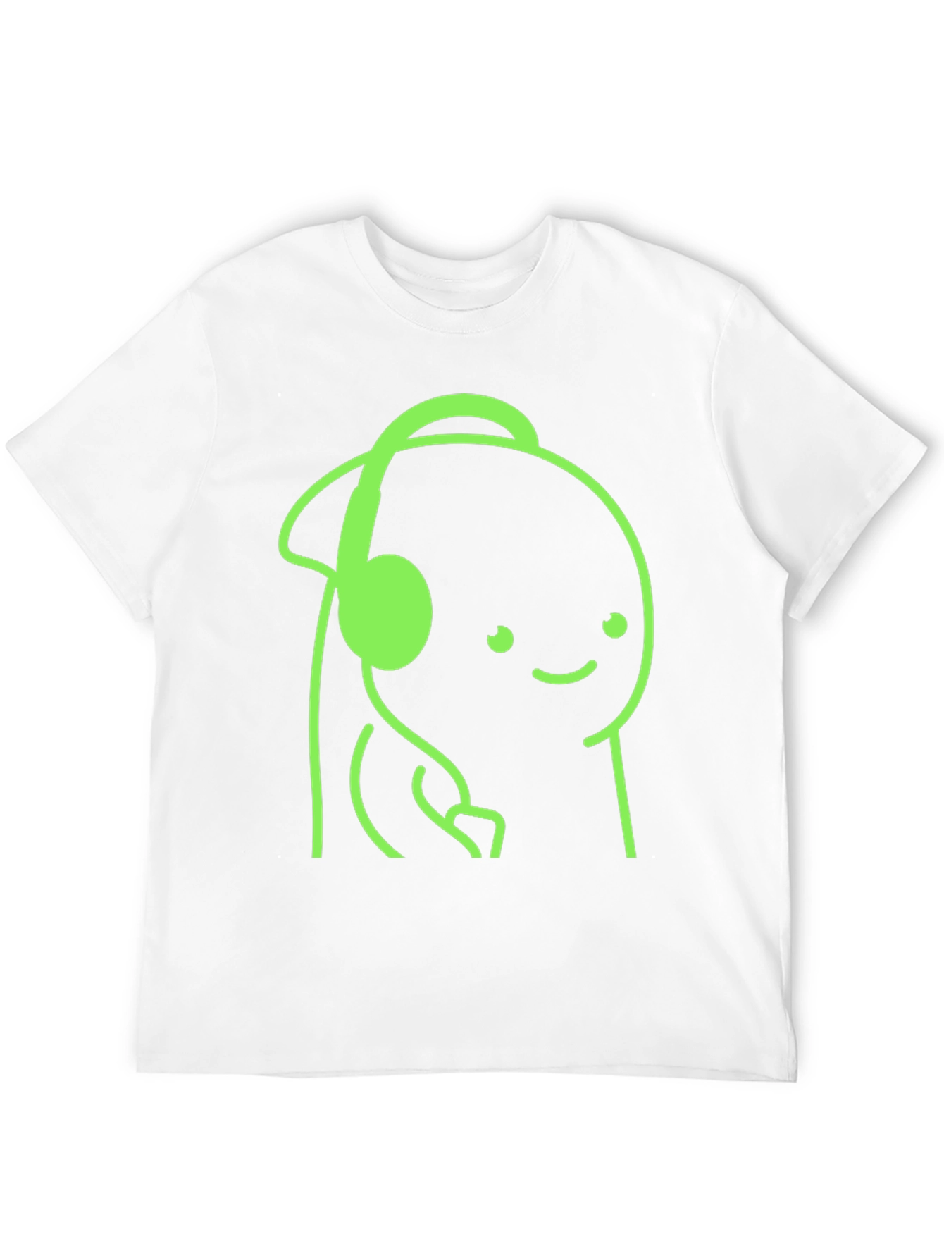 Cartoon Headphone Graphic Tee - Casual Style