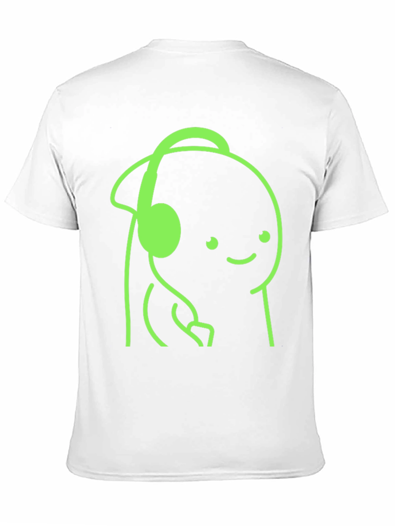 Cartoon Headphone Graphic Tee - Casual Style