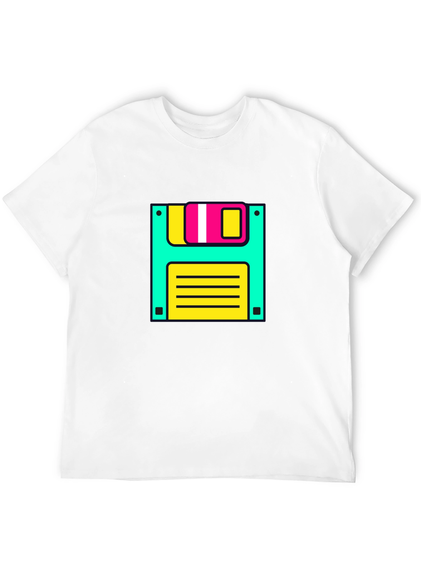 Retro Floppy Disk Graphic Tee - Black