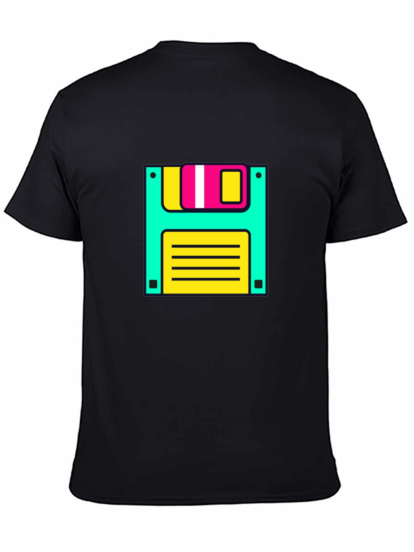 Retro Floppy Disk Graphic Tee - Black