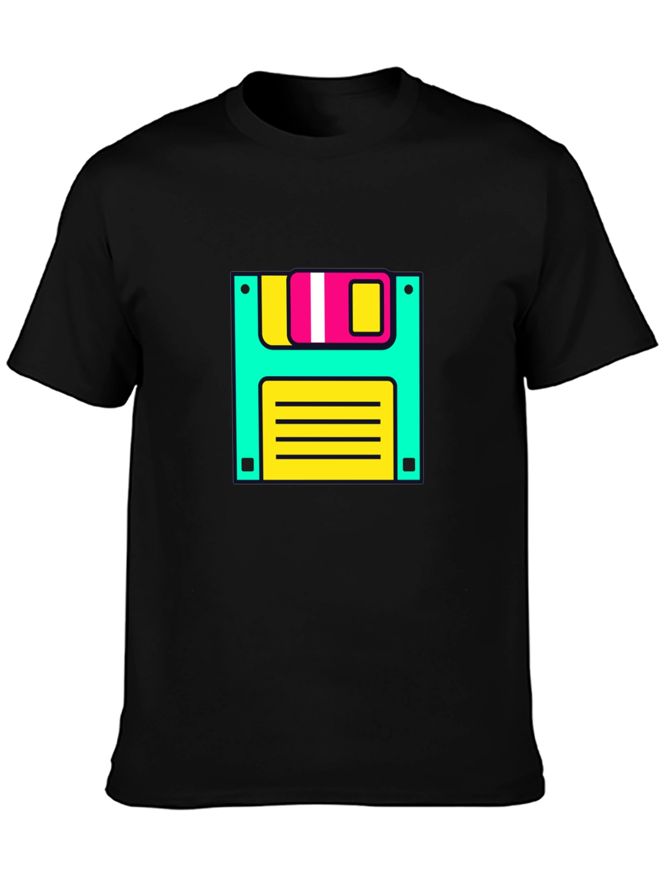 Retro Floppy Disk Graphic Tee - Black