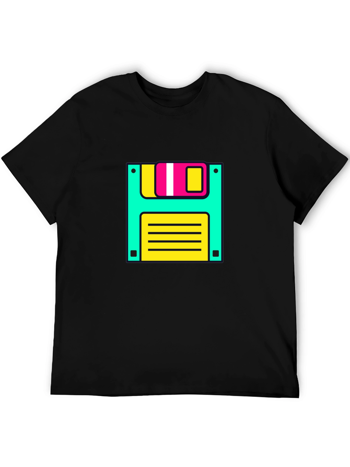 Retro Floppy Disk Graphic Tee - Black