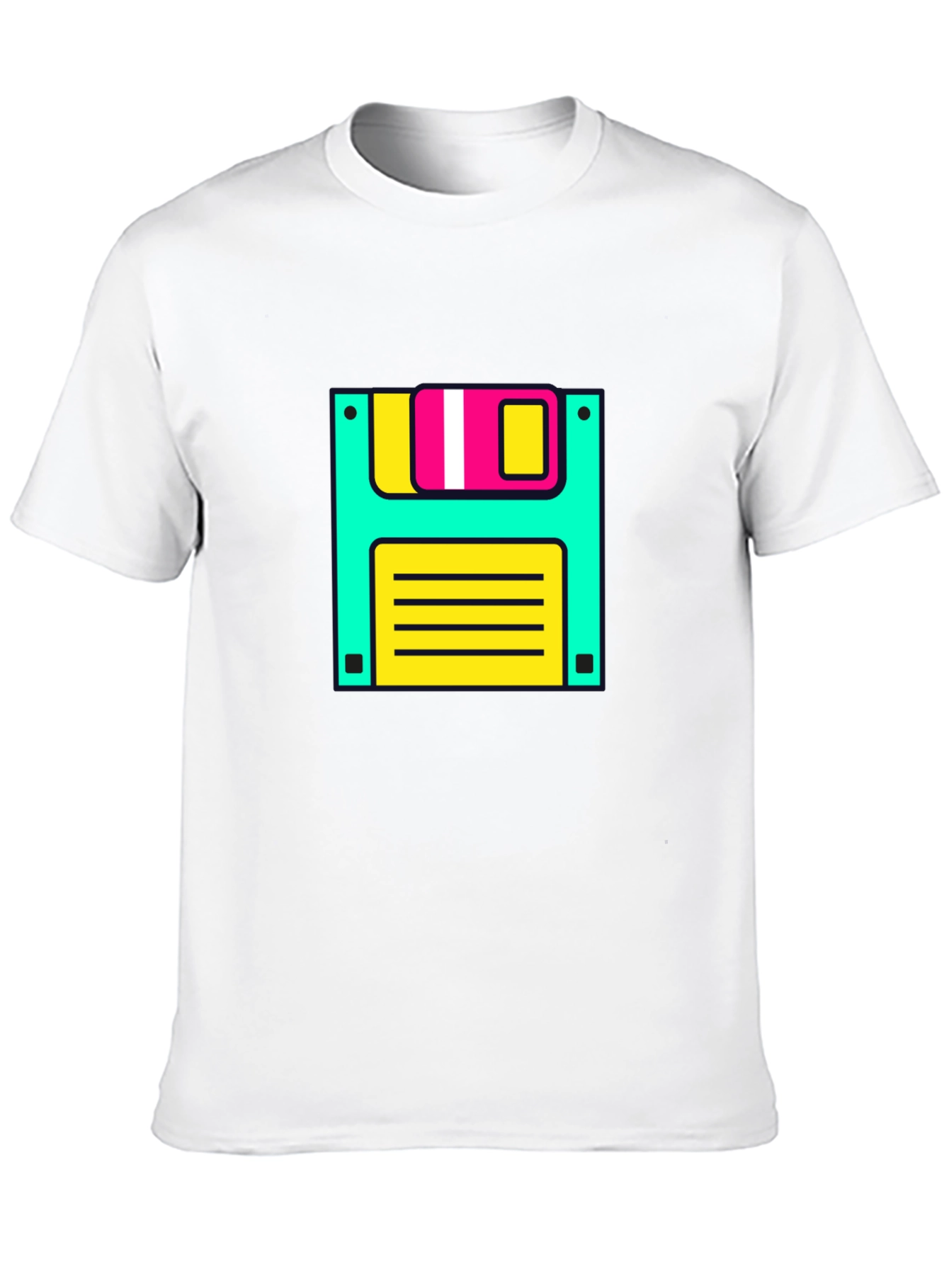 Retro Floppy Disk Graphic Tee - Black