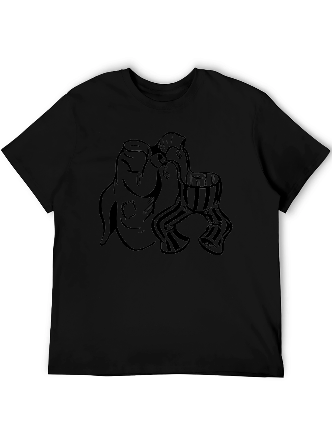 Mens Black Graphic Tee - Funky Character Design