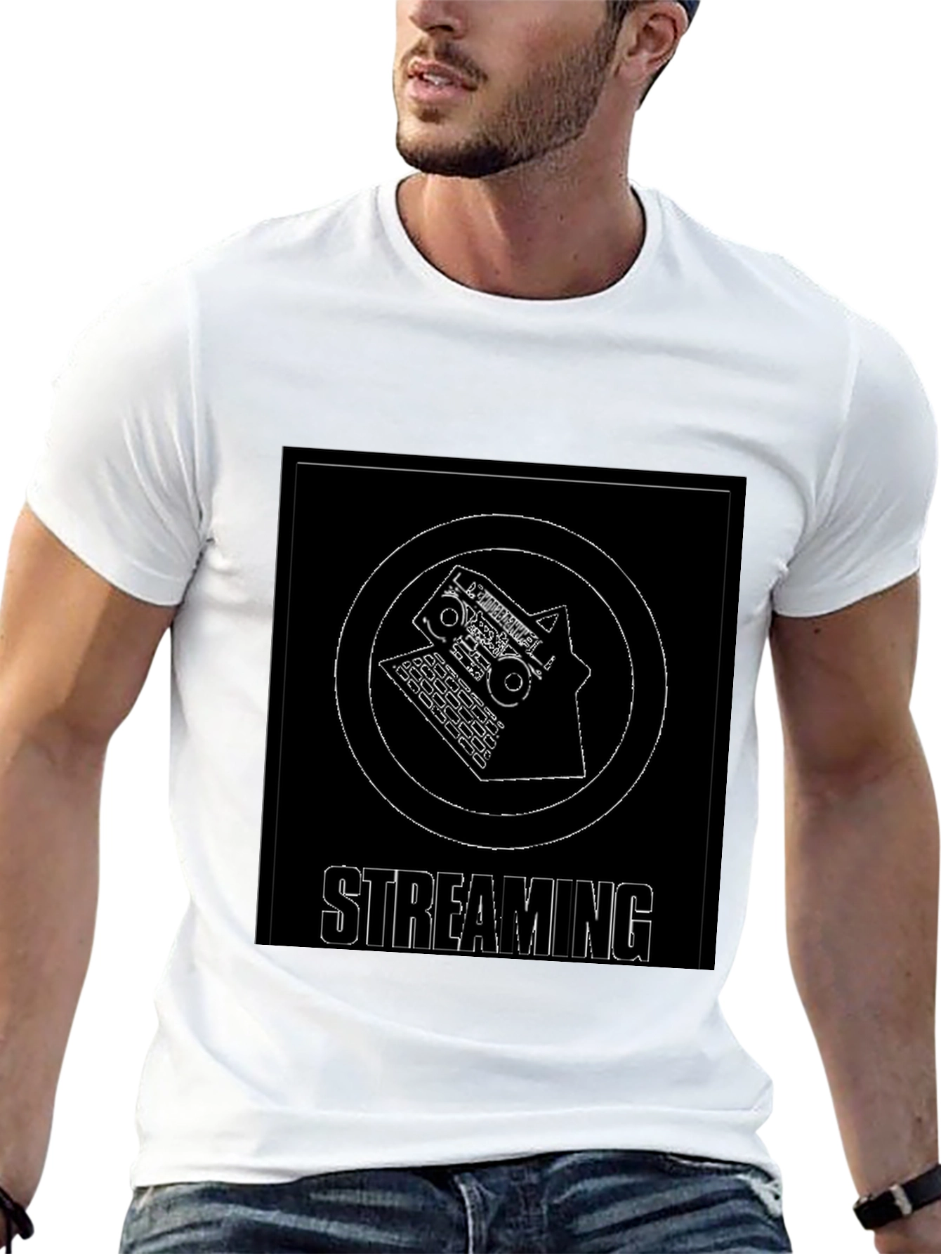 Streaming Graphic T-Shirt - Black Cotton Blend