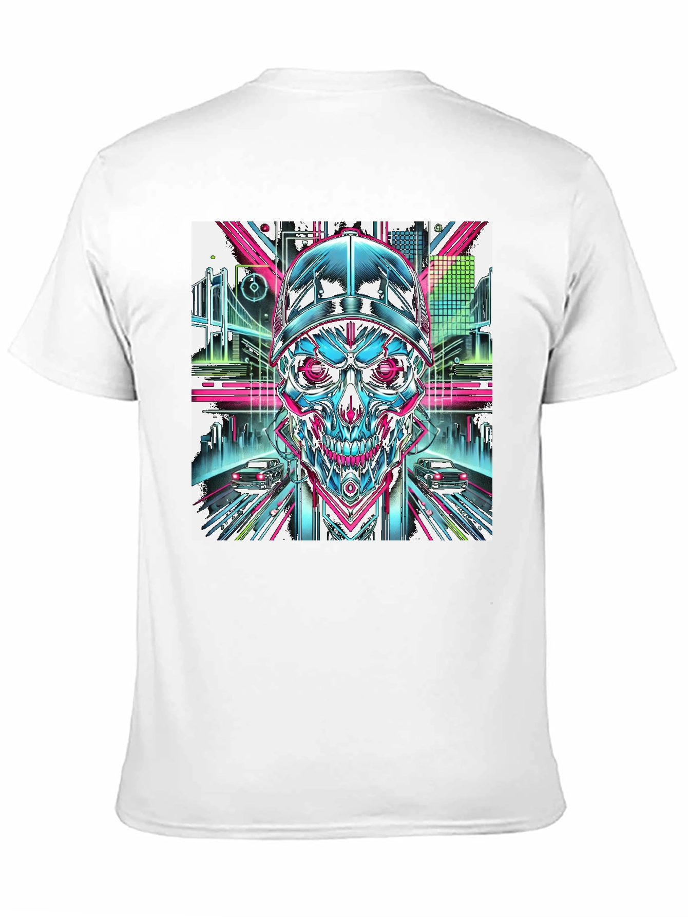 Cyberpunk Skull Graphic T-Shirt
